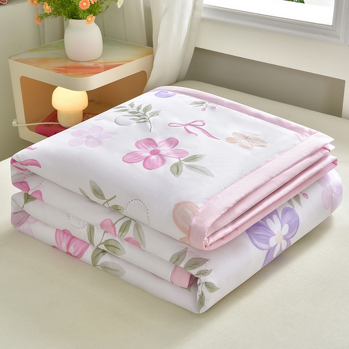 91家纺网 家纺一手货源 找家纺 念家居 2026新款水洗棉夏被夏凉被空调被直播爆款 桃喜粉黛