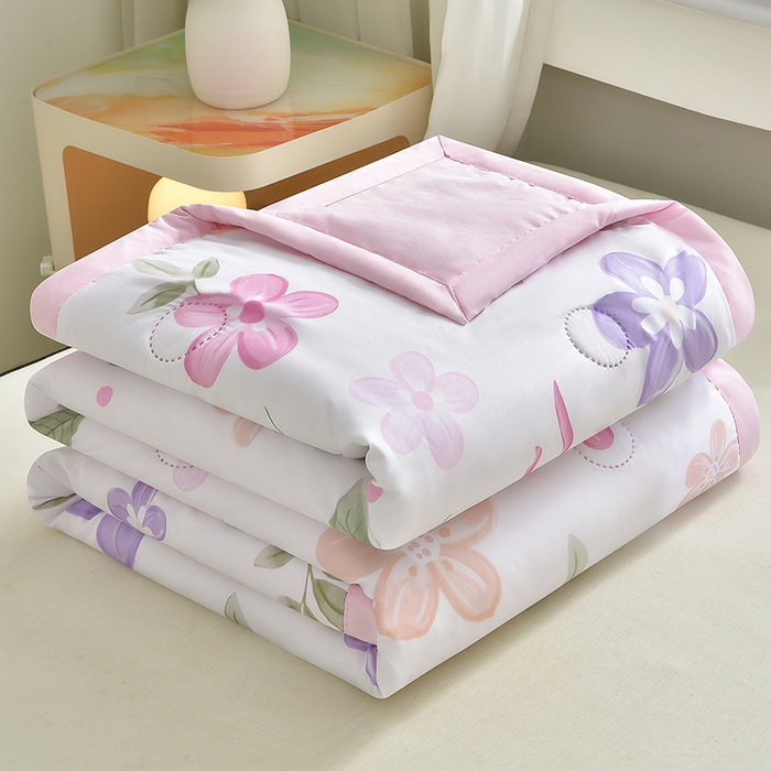 91家纺网 家纺一手货源 找家纺 念家居 2026新款水洗棉夏被夏凉被空调被直播爆款 桃喜粉黛