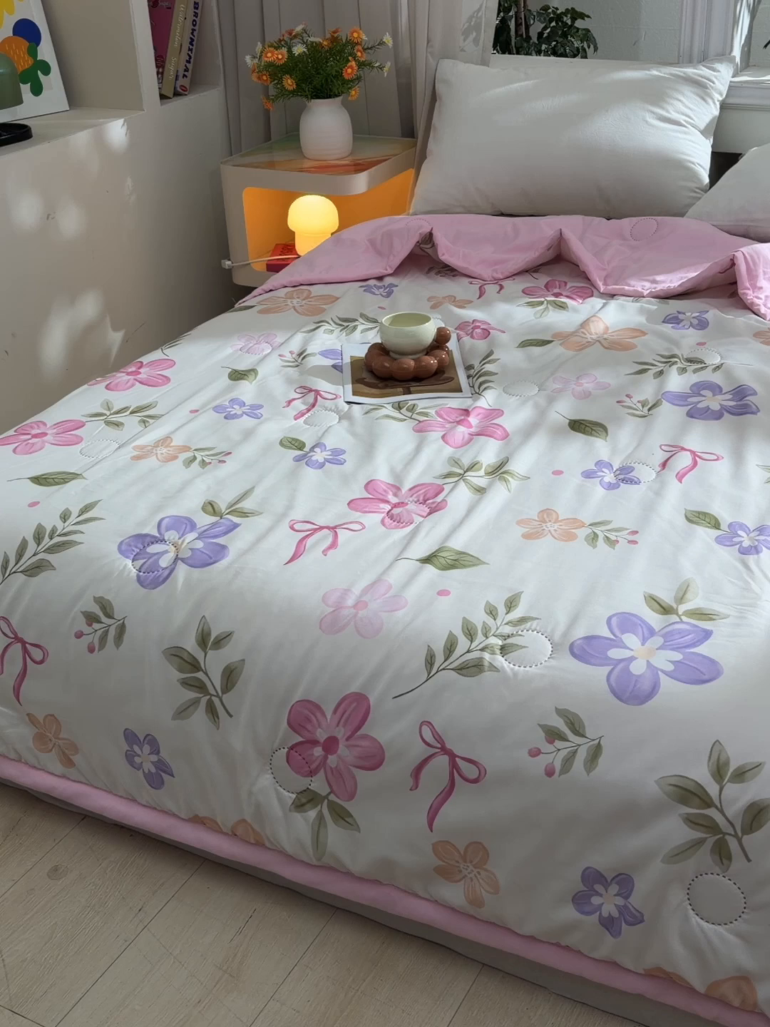 91家纺网 家纺一手货源 找家纺 念家居 2026新款水洗棉夏被夏凉被空调被直播爆款 桃喜粉黛