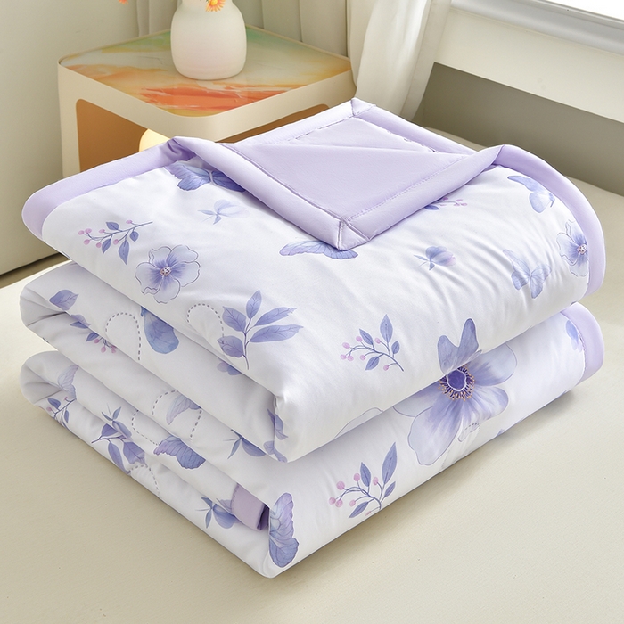 91家纺网 家纺一手货源 找家纺 念家居 2026新款水洗棉夏被夏凉被空调被直播爆款 紫雾丁香