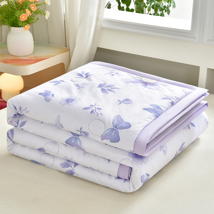 91家纺网 家纺一手货源 找家纺 念家居 2026新款水洗棉夏被夏凉被空调被直播爆款 紫雾丁香