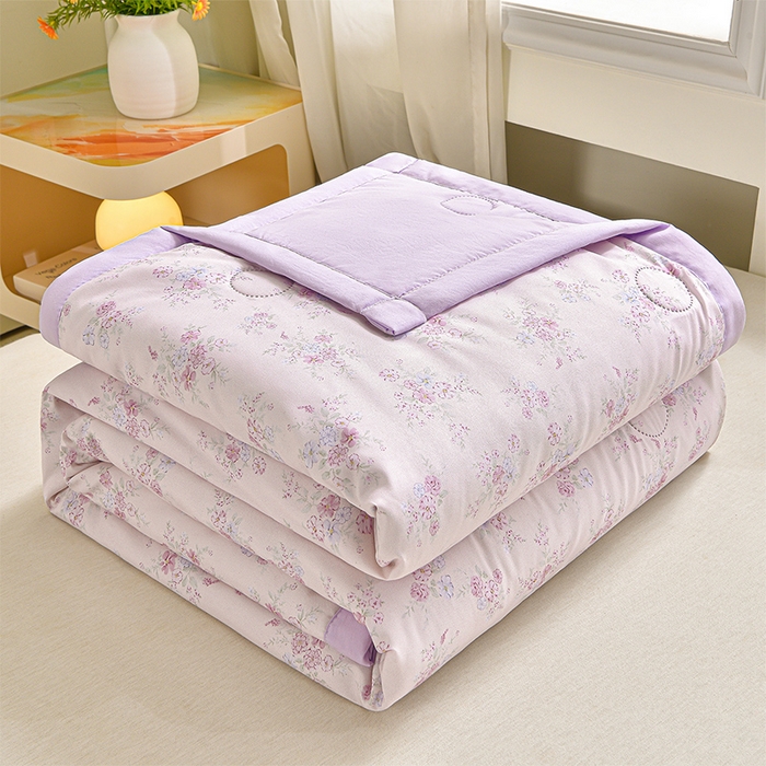 91家纺网 家纺一手货源 找家纺 念家居 2026新款水洗棉夏被夏凉被空调被直播爆款 紫雾花影