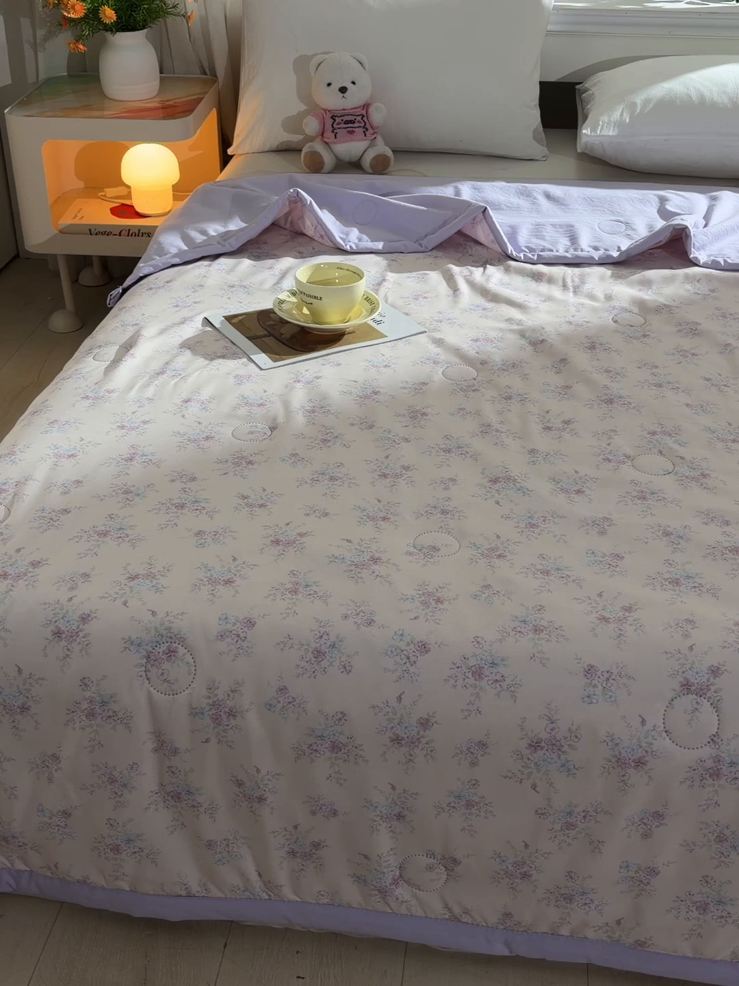 91家纺网 家纺一手货源 找家纺 念家居 2026新款水洗棉夏被夏凉被空调被直播爆款 紫雾花影
