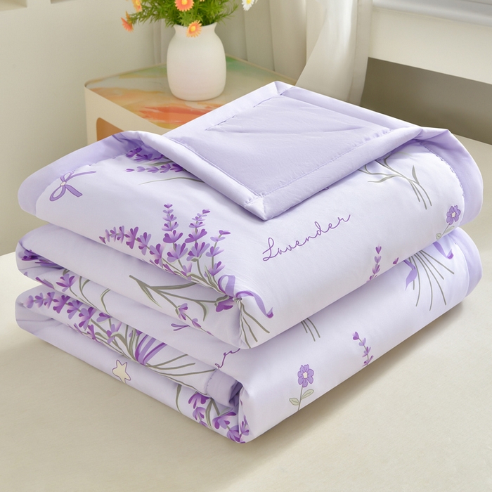 91家纺网 家纺一手货源 找家纺 念家居 2026新款水洗棉夏被夏凉被空调被直播爆款 紫韵薰衣草