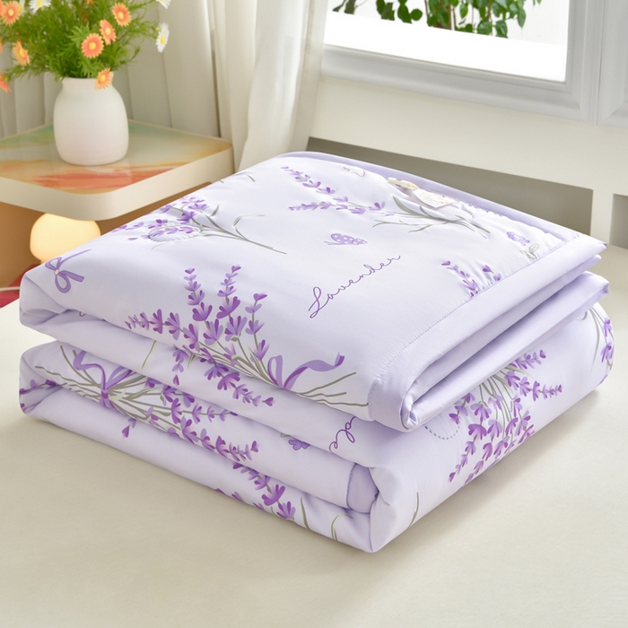 91家纺网 家纺一手货源 找家纺 念家居 2026新款水洗棉夏被夏凉被空调被直播爆款 紫韵薰衣草