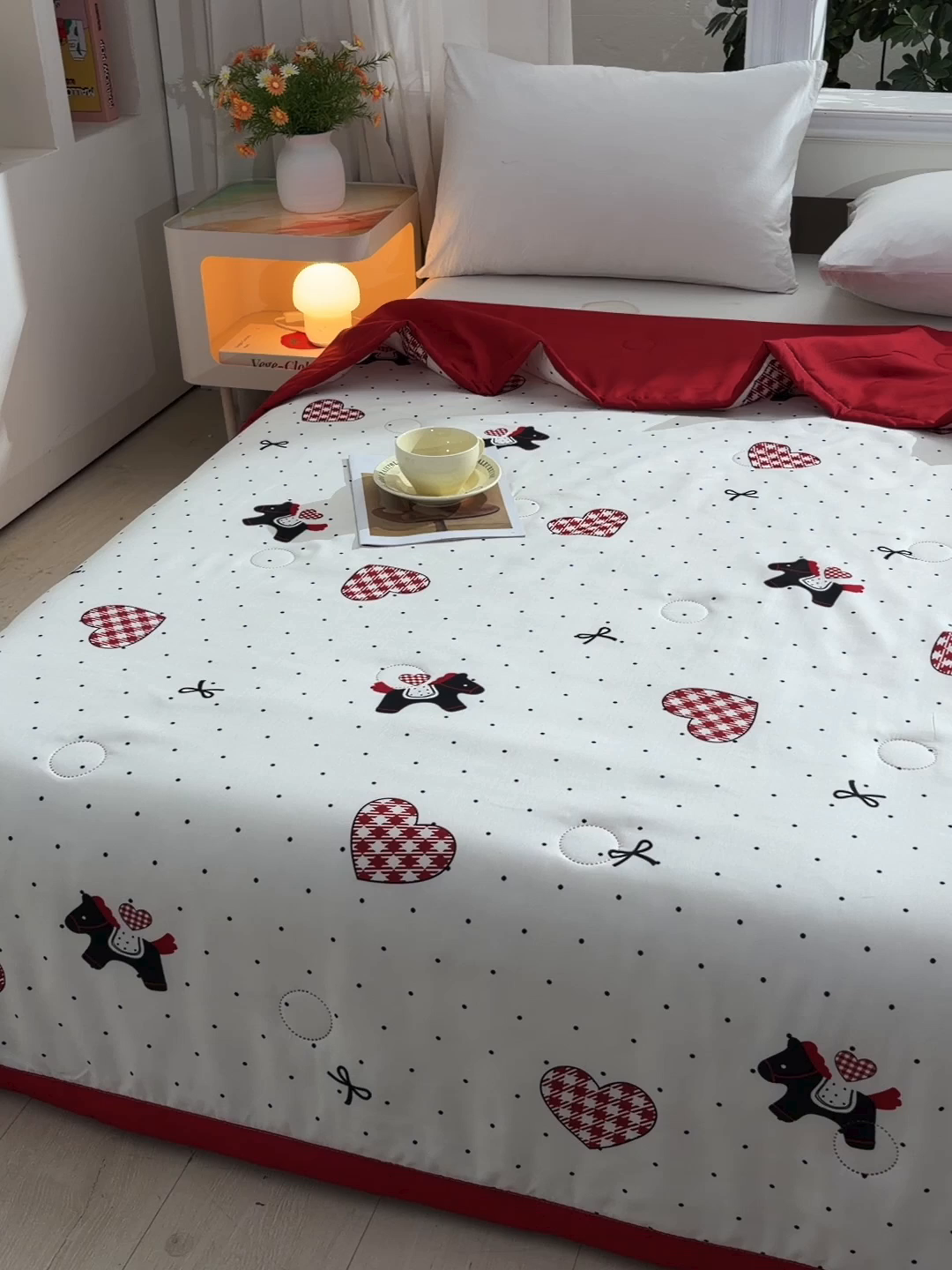 91家纺网 家纺一手货源 找家纺 念家居 2026新款水洗棉夏被夏凉被空调被直播爆款 爱心小马