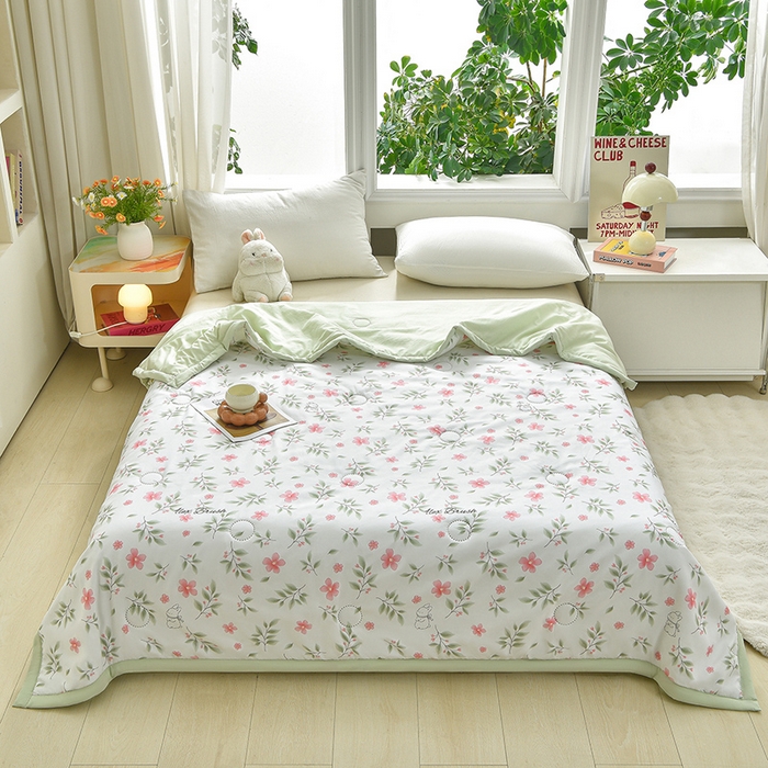 91家纺网 家纺一手货源 找家纺 念家居 2026新款水洗棉夏被夏凉被空调被直播爆款 春野