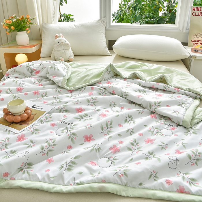 91家纺网 家纺一手货源 找家纺 念家居 2026新款水洗棉夏被夏凉被空调被直播爆款 春野