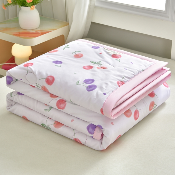 91家纺网 家纺一手货源 找家纺 念家居 2026新款水洗棉夏被夏凉被空调被直播爆款 粉梦樱桃