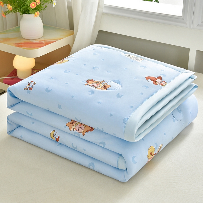 91家纺网 家纺一手货源 找家纺 念家居 2026新款水洗棉夏被夏凉被空调被直播爆款 浅蓝小精灵