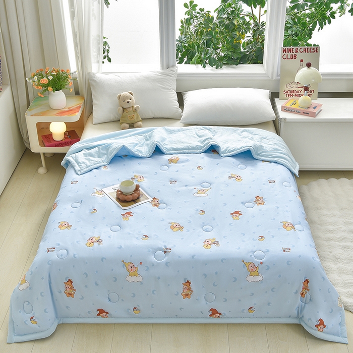 91家纺网 家纺一手货源 找家纺 念家居 2026新款水洗棉夏被夏凉被空调被直播爆款 浅蓝小精灵