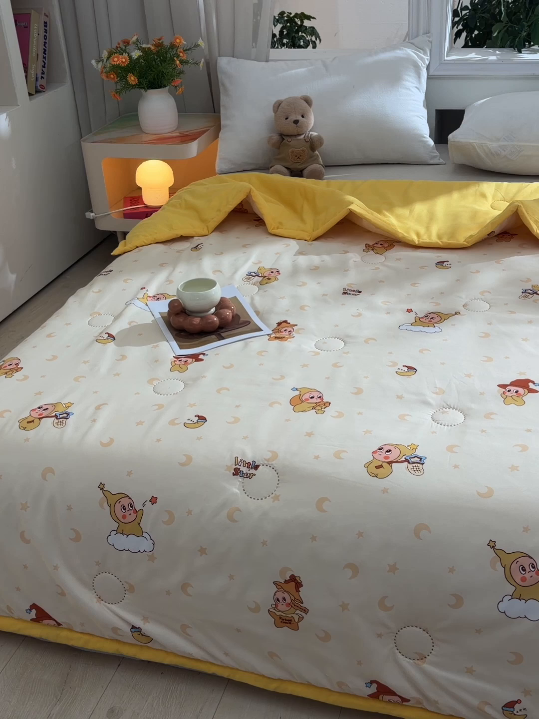 91家纺网 家纺一手货源 找家纺 念家居 2026新款水洗棉夏被夏凉被空调被直播爆款 萌熊星月