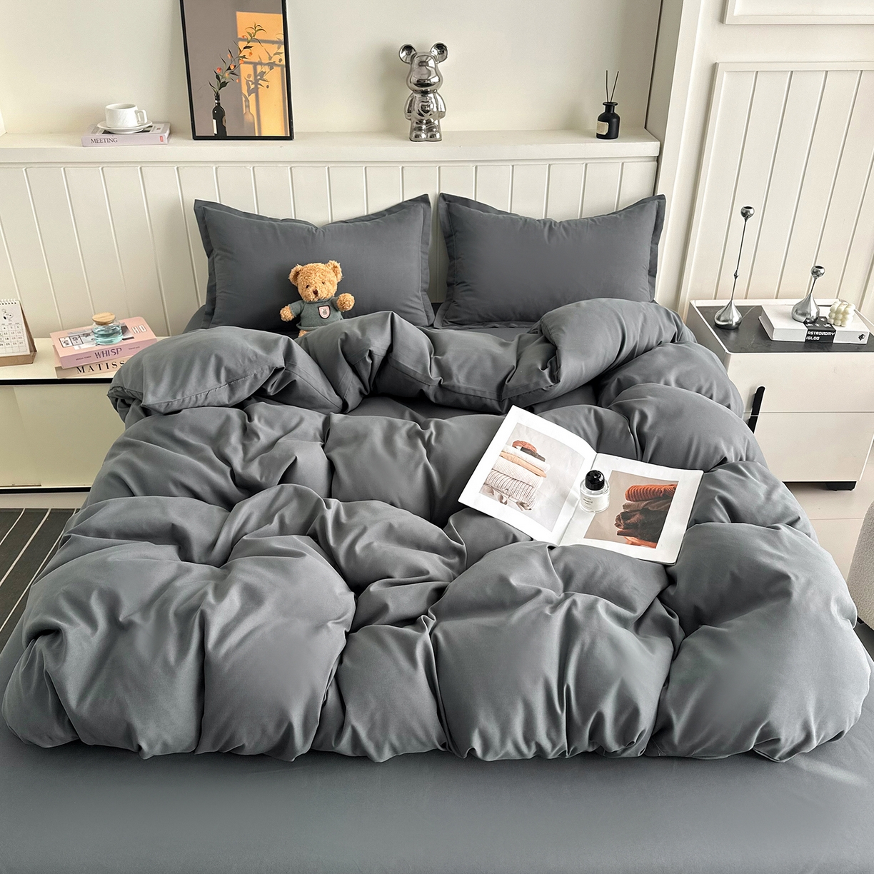 佑泽家纺 2026新款亲肤水洗棉四件套 星空灰