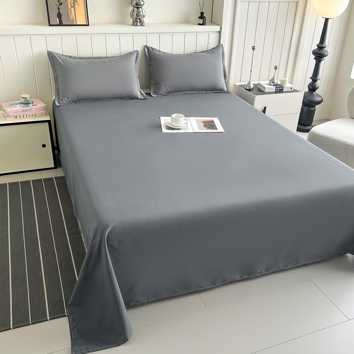 91家纺网 家纺一手货源 找家纺 佑泽家纺 2026新款亲肤水洗棉四件套 月光灰+星空灰