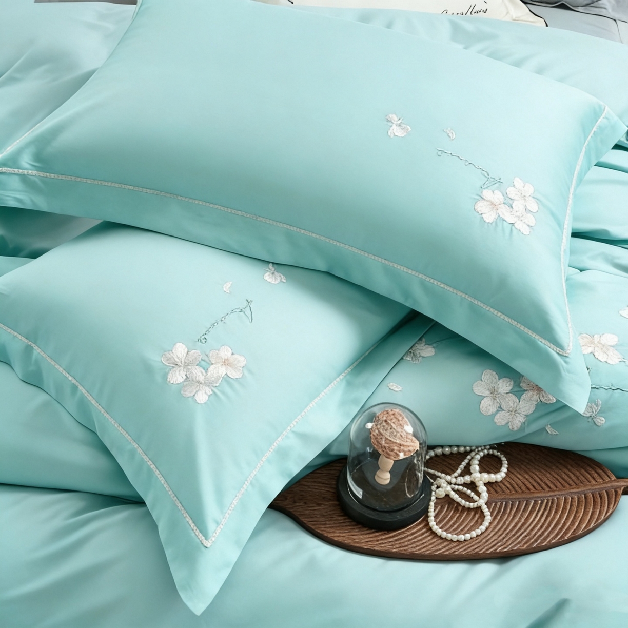 91家纺网 家纺一手货源 找家纺 U品汇 2026全棉纯棉刺绣花四件套40支长绒棉100%棉礼盒包装 梦娜-晚波兰