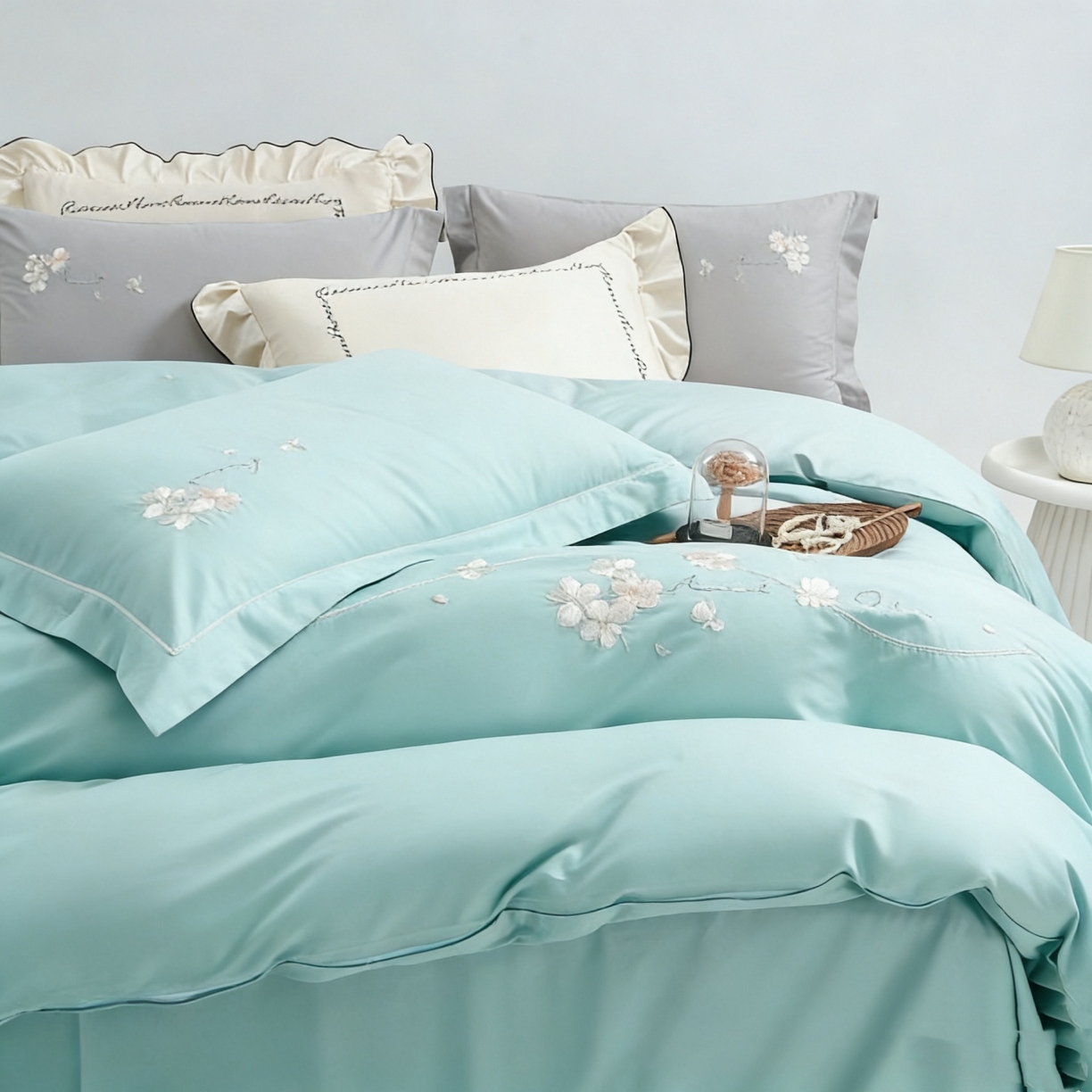 91家纺网 家纺一手货源 找家纺 U品汇 2026全棉纯棉刺绣花四件套40支长绒棉100%棉礼盒包装 梦娜-晚波兰