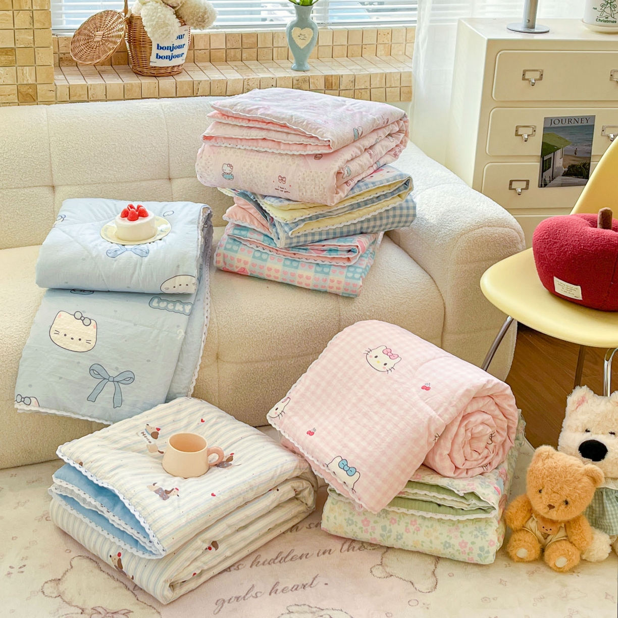 91家纺网 家纺一手货源 找家纺 川悦生活 2026新款A类双层皱皱纱夏被空调被 组合图