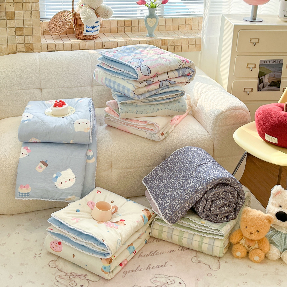 91家纺网 家纺一手货源 找家纺 川悦生活 2026新款A类双层皱皱纱夏被空调被 组合图