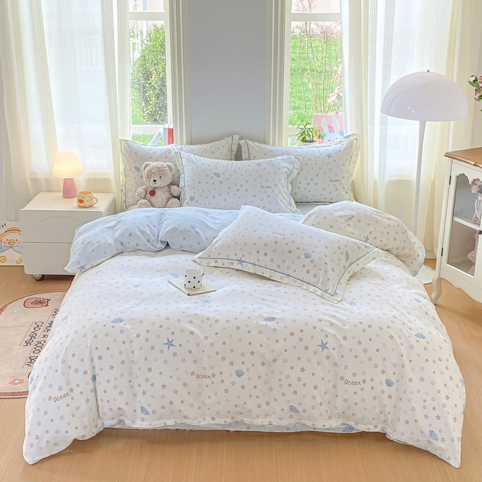 91家纺网 家纺一手货源 找家纺 凌鼎 2026新款多规格掉边全棉印花四件套 贝母星空