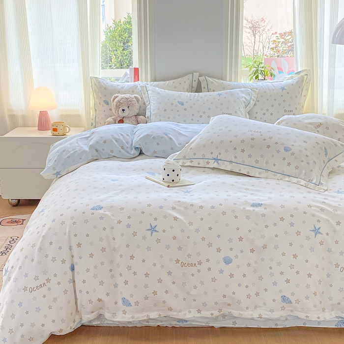 91家纺网 家纺一手货源 找家纺 凌鼎 2026新款多规格掉边全棉印花四件套 贝母星空