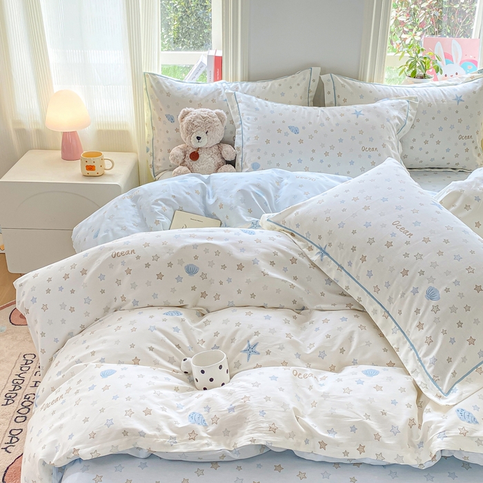 91家纺网 家纺一手货源 找家纺 凌鼎 2026新款多规格掉边全棉印花四件套 贝母星空