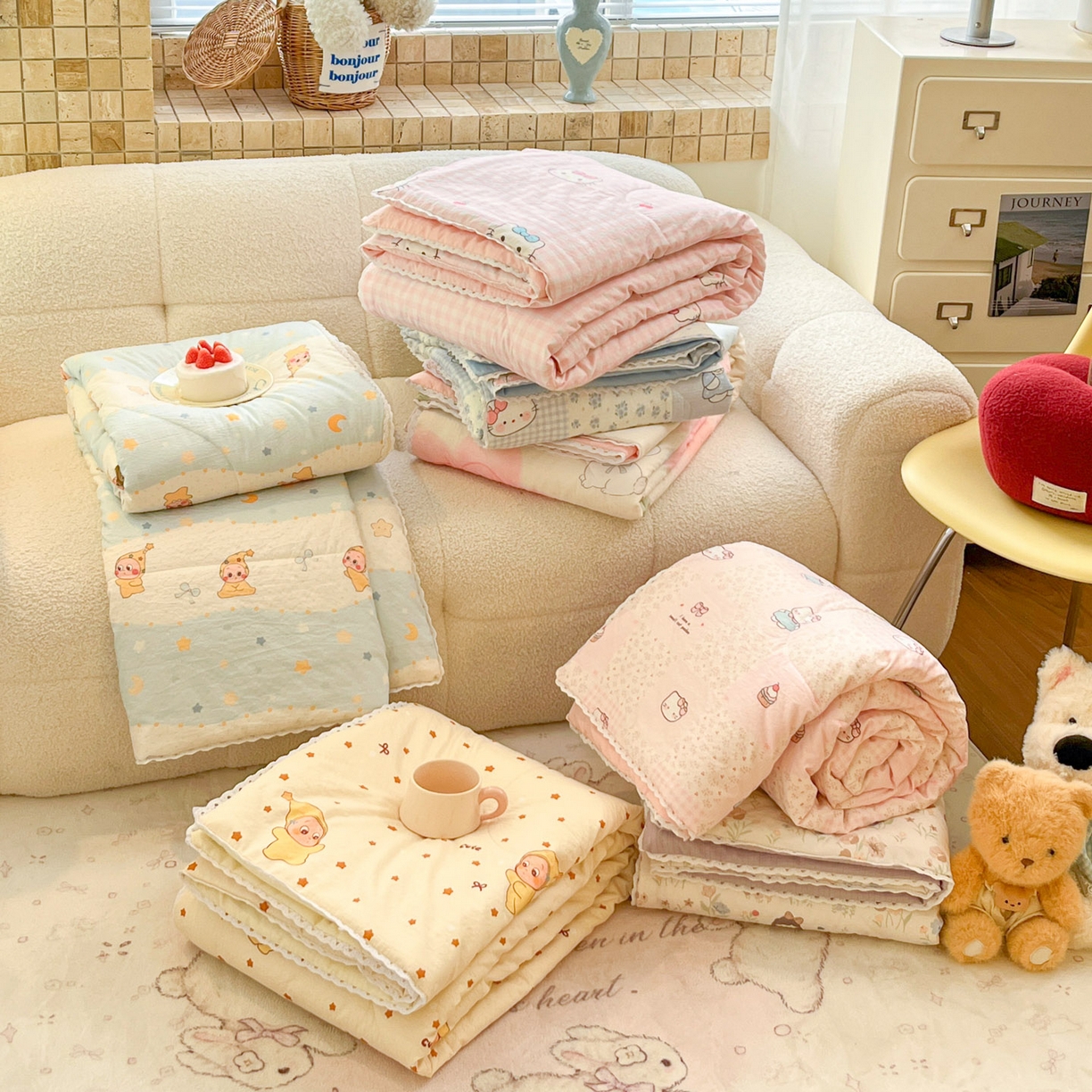 91家纺网 家纺一手货源 找家纺 川悦生活 2026新款A类双层皱皱纱夏被空调被 组合图