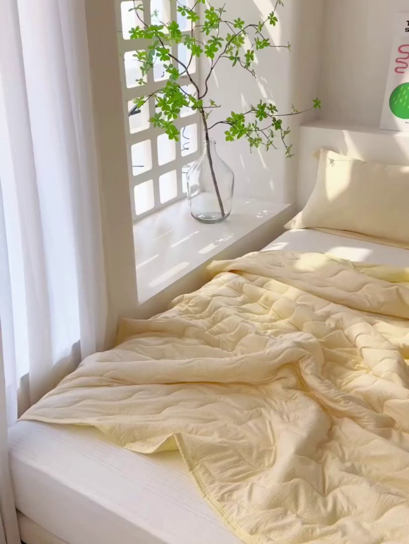 91家纺网 家纺一手货源 找家纺 圣靓家纺 2026新款清柔水洗夏被被子被芯 唯一-黄