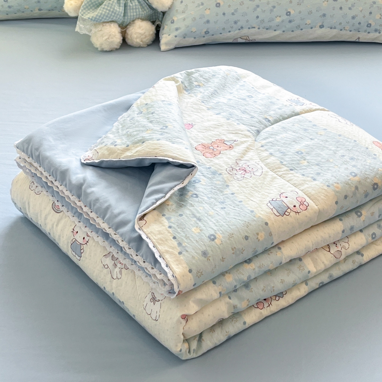 川悦生活 2026新款A类双层皱皱纱夏被空调被 夏被花田乐园