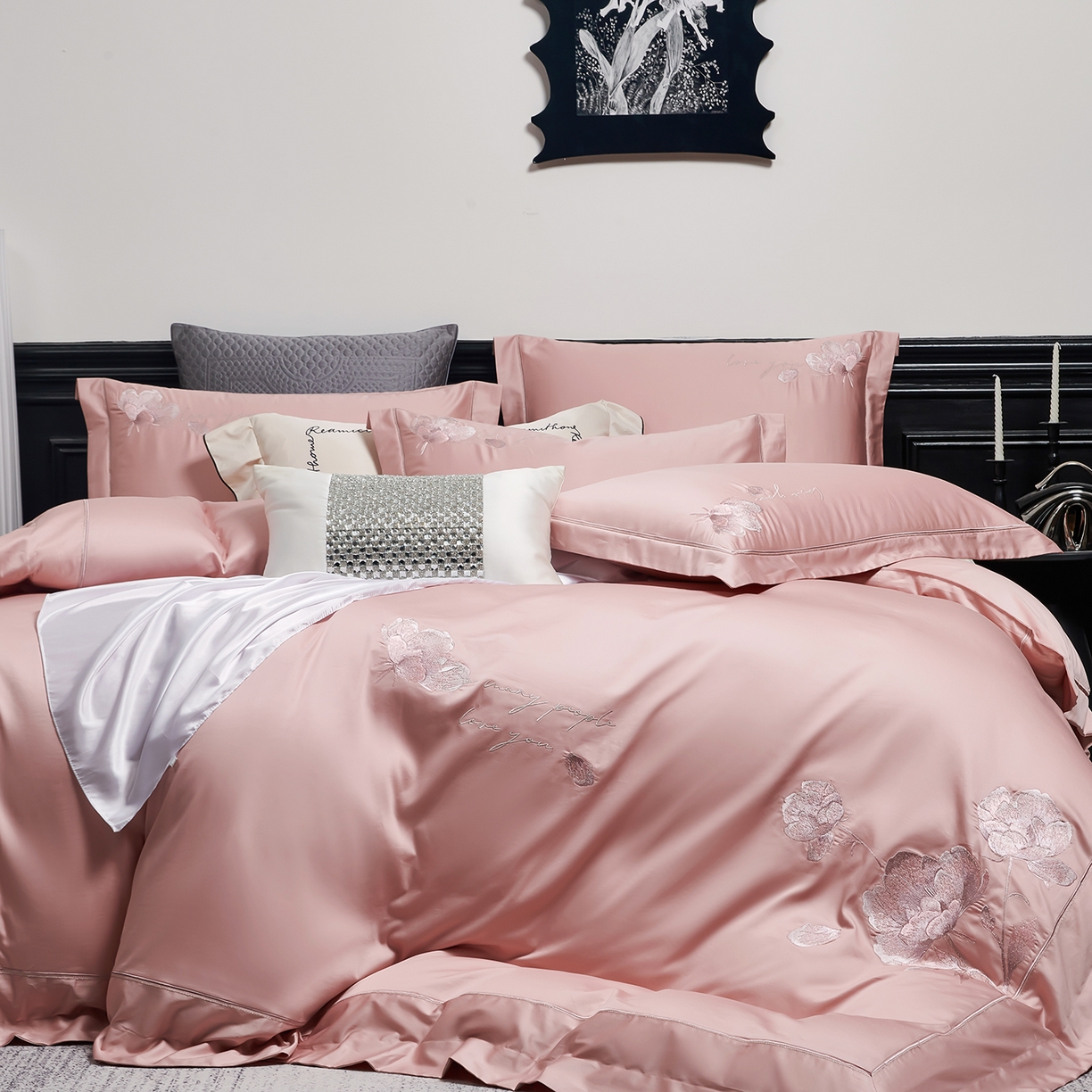 91家纺网 家纺一手货源 找家纺 喷气AB版生态加厚长绒棉纯棉全棉磨毛印花四件套三件套直播