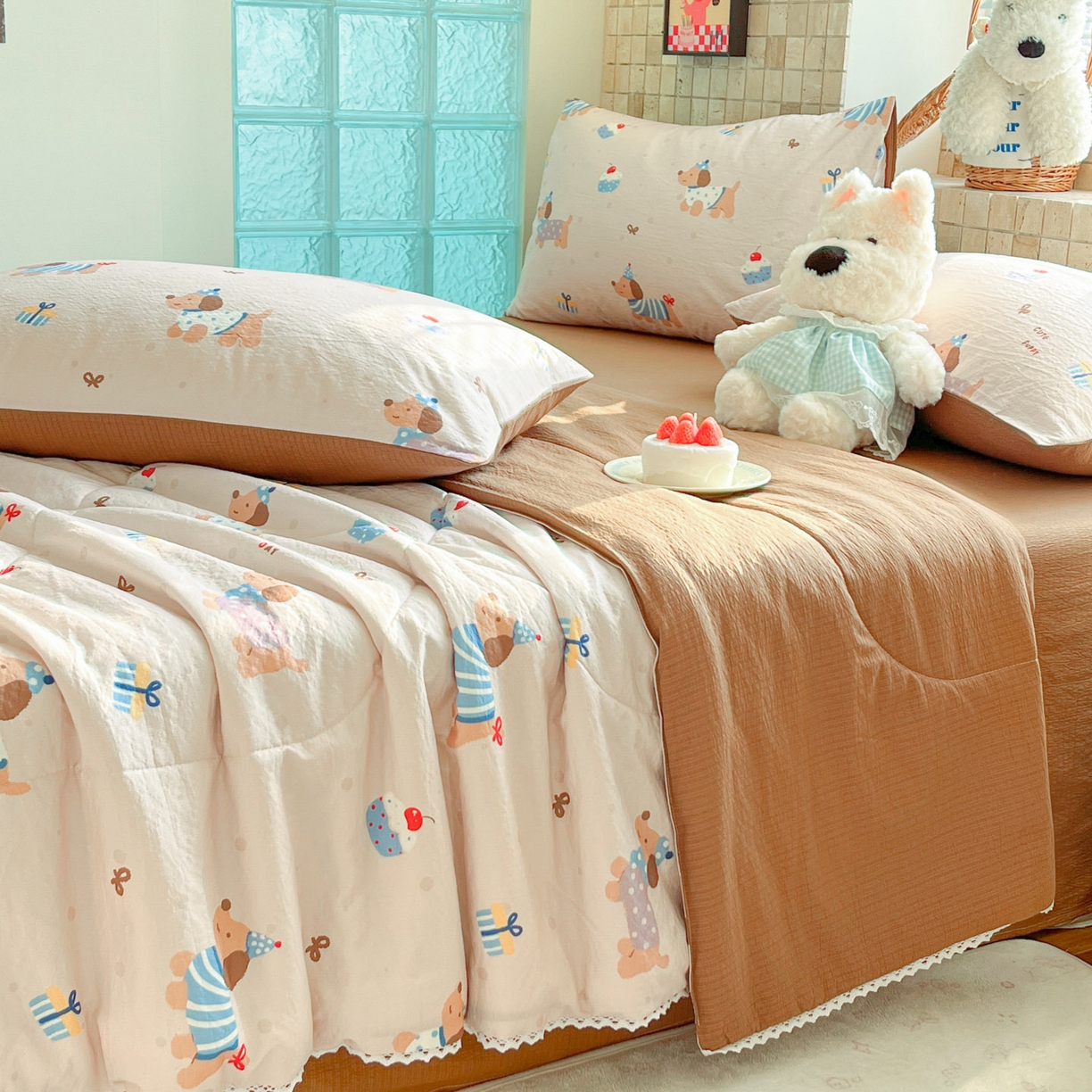 91家纺网 家纺一手货源 找家纺 川悦生活 2026新款A类双层皱皱纱夏被空调被 夏被可乐腊肠