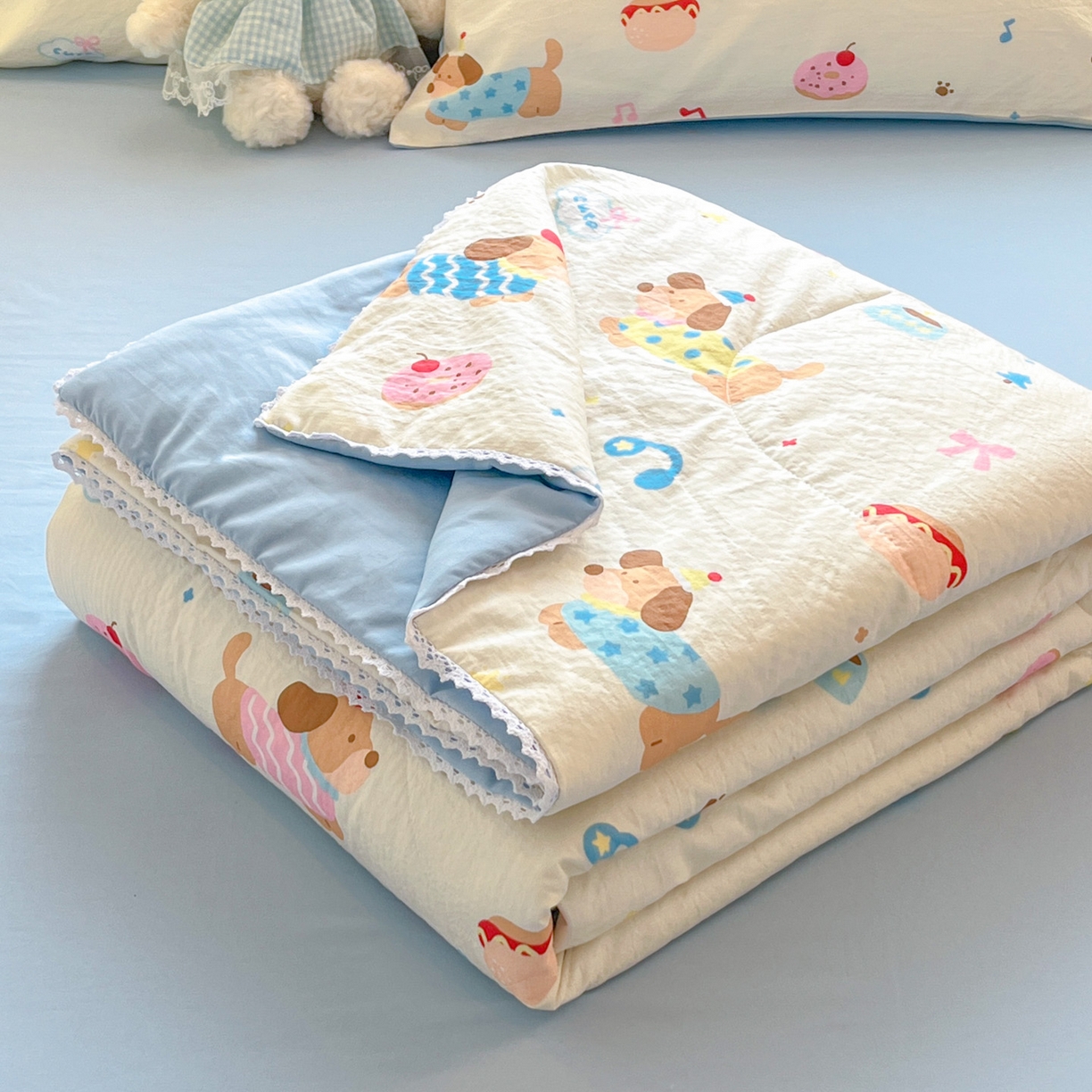 川悦生活 2026新款A类双层皱皱纱夏被空调被 夏被腊肠庄园