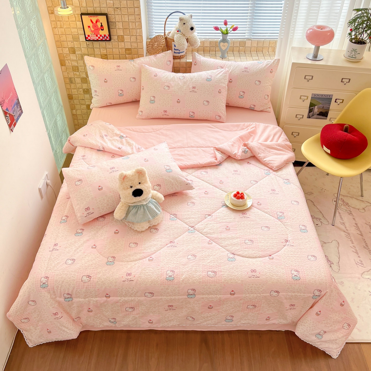 91家纺网 家纺一手货源 找家纺 川悦生活 2026新款A类双层皱皱纱夏被空调被 夏被奶油糕糕喵