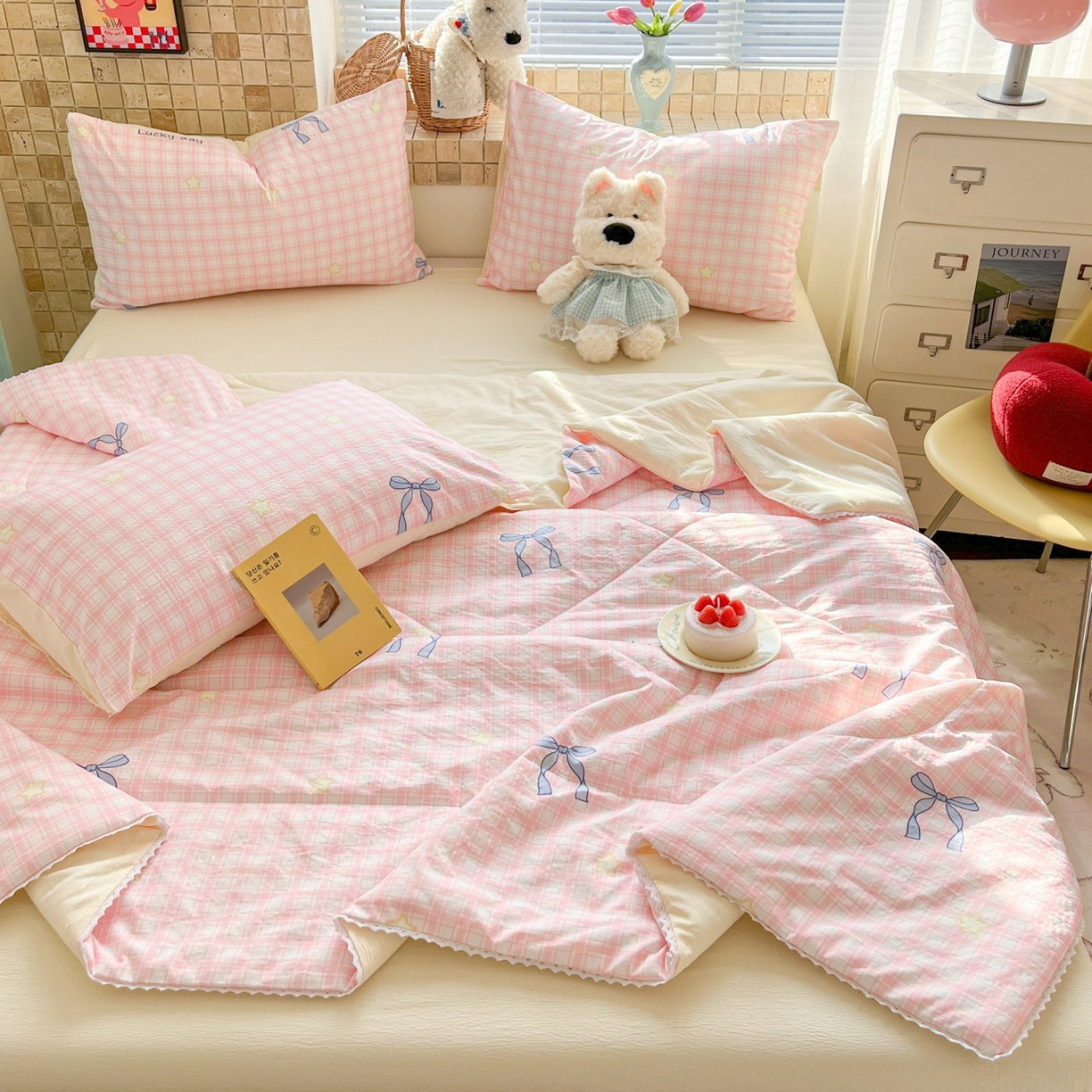 91家纺网 家纺一手货源 找家纺 川悦生活 2026新款A类双层皱皱纱夏被空调被 夏被奶油可盐