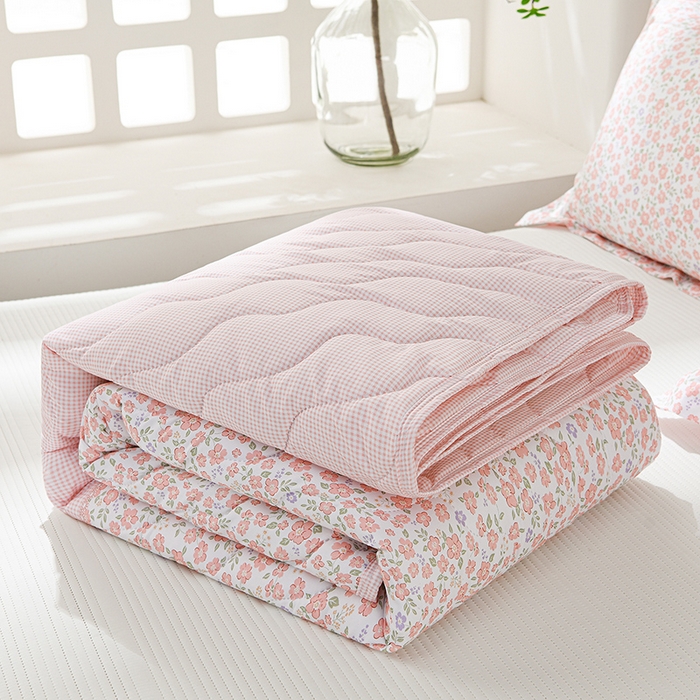 圣楚家纺 2026新款清柔水洗夏被被子被芯 春序-粉