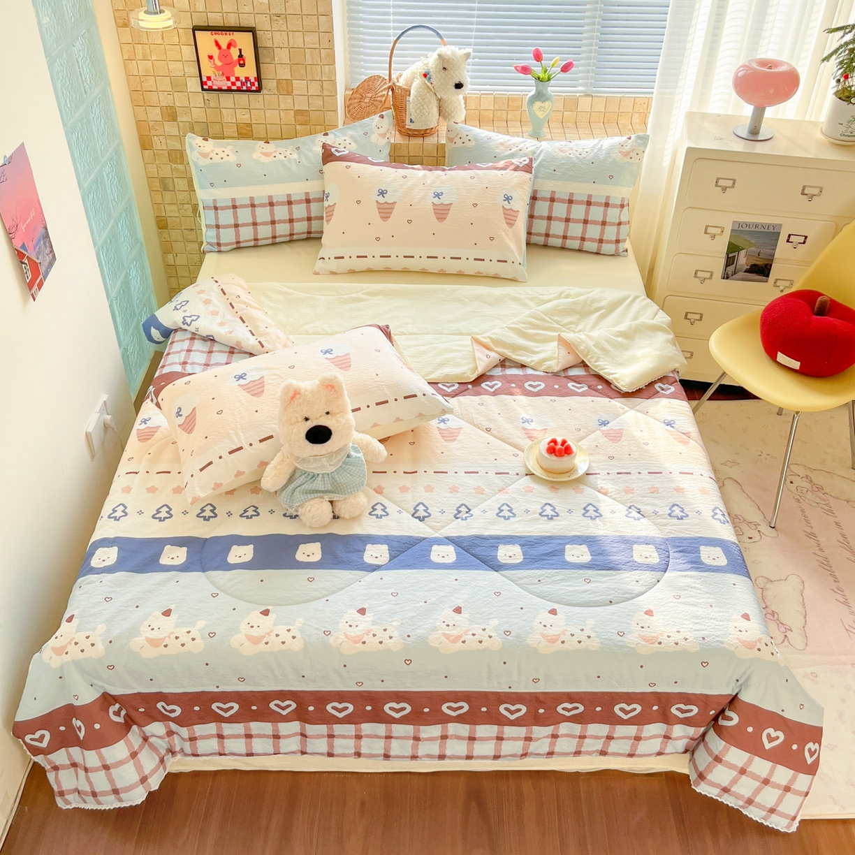 91家纺网 家纺一手货源 找家纺 川悦生活 2026新款A类双层皱皱纱夏被空调被 夏被巧克力乐园