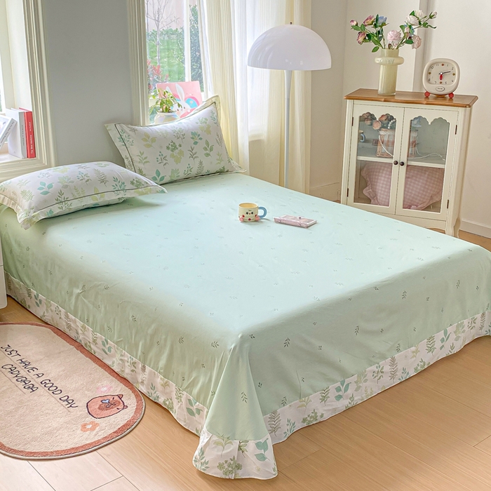 91家纺网 家纺一手货源 找家纺 凌鼎 2026新款多规格掉边全棉印花四件套 恒久花叶绿