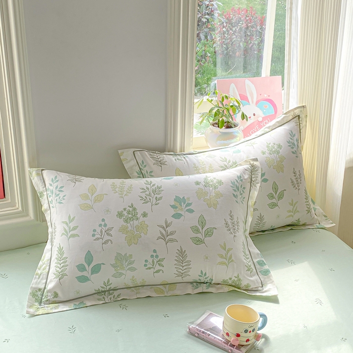 91家纺网 家纺一手货源 找家纺 凌鼎 2026新款多规格掉边全棉印花四件套 恒久花叶绿