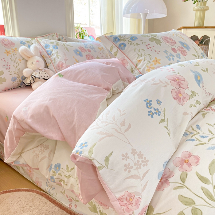 91家纺网 家纺一手货源 找家纺 凌鼎 2026新款多规格掉边全棉印花四件套 浅草繁花