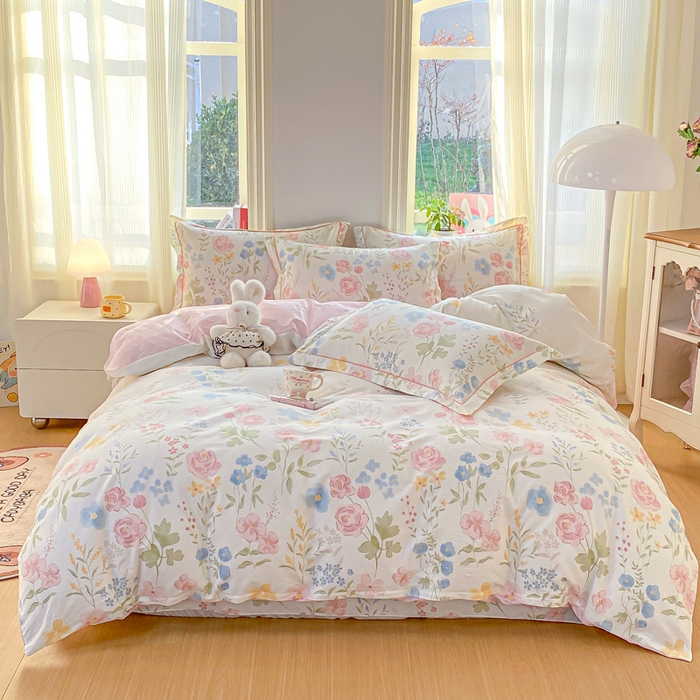 91家纺网 家纺一手货源 找家纺 凌鼎 2026新款多规格掉边全棉印花四件套 浅草繁花