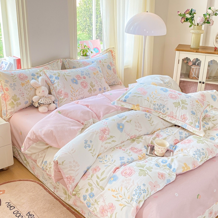 91家纺网 家纺一手货源 找家纺 凌鼎 2026新款多规格掉边全棉印花四件套 浅草繁花