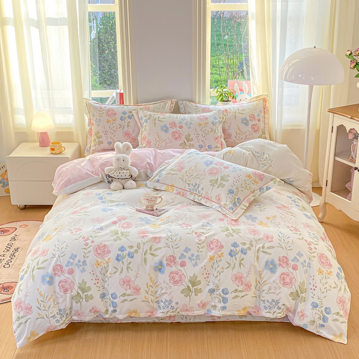 91家纺网 家纺一手货源 找家纺 凌鼎 2026新款多规格掉边全棉印花四件套 浅草繁花