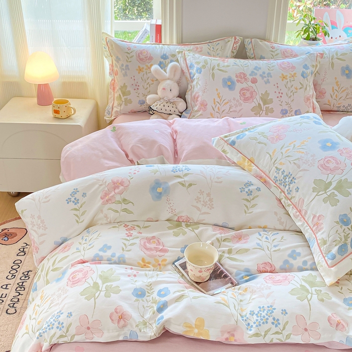 91家纺网 家纺一手货源 找家纺 凌鼎 2026新款多规格掉边全棉印花四件套 浅草繁花