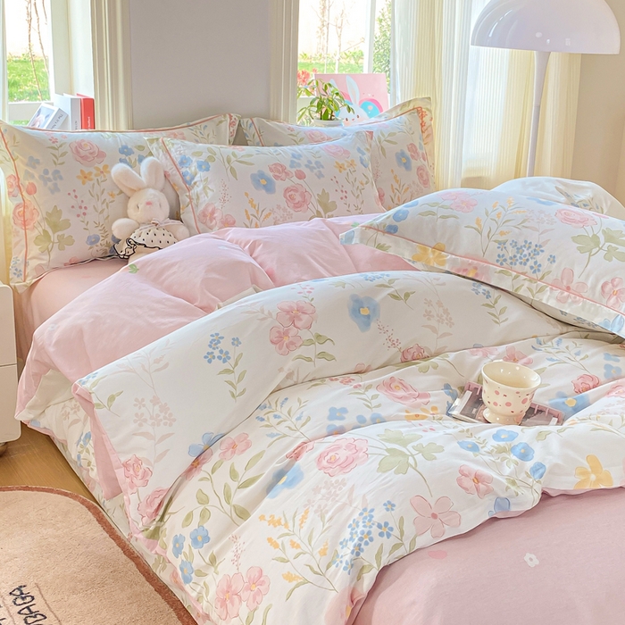 91家纺网 家纺一手货源 找家纺 凌鼎 2026新款多规格掉边全棉印花四件套 浅草繁花