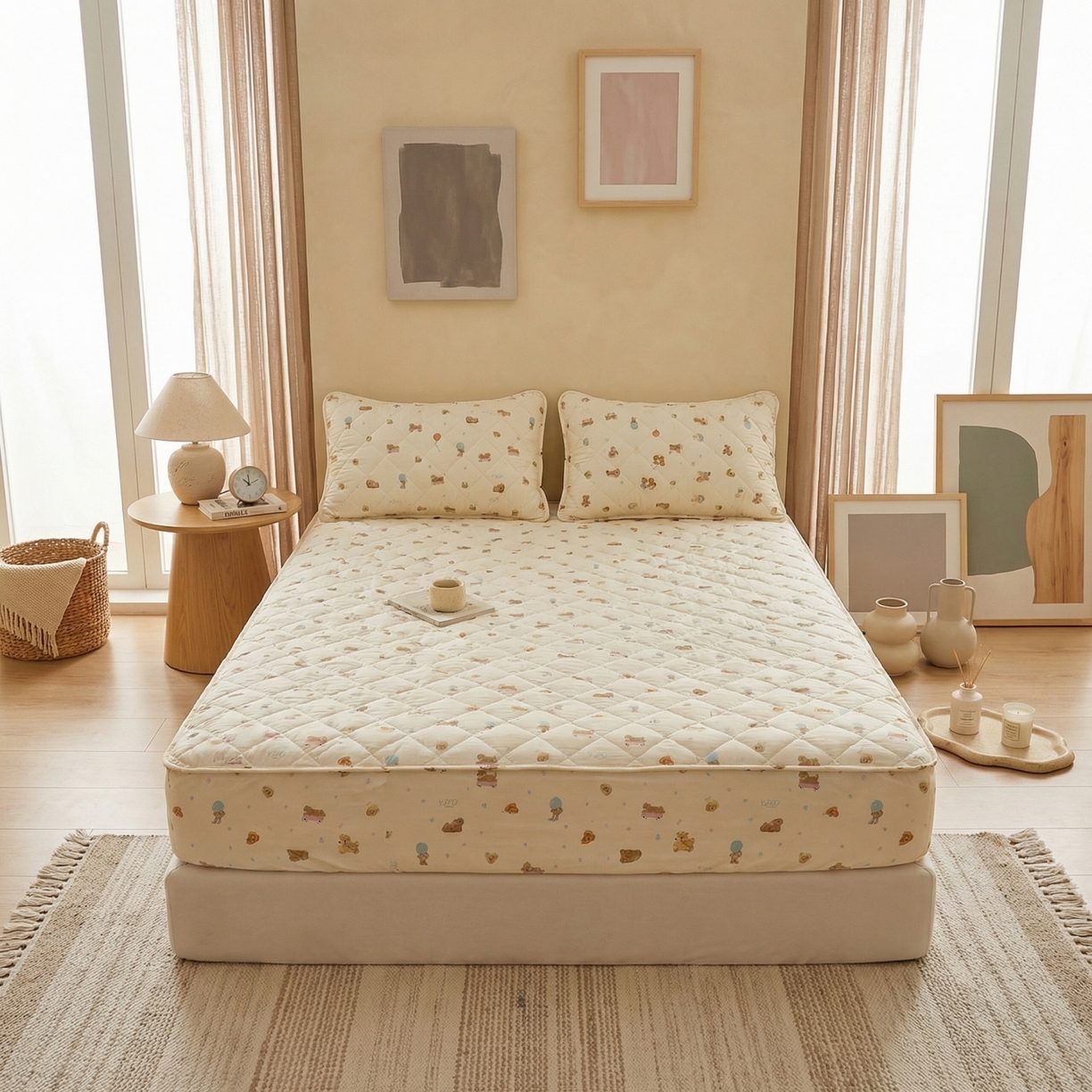 91家纺网 家纺一手货源 找家纺 （总）U品汇 2026A类全棉夹棉床笠床罩单件隔尿透气床垫加厚防尘可水洗保护套