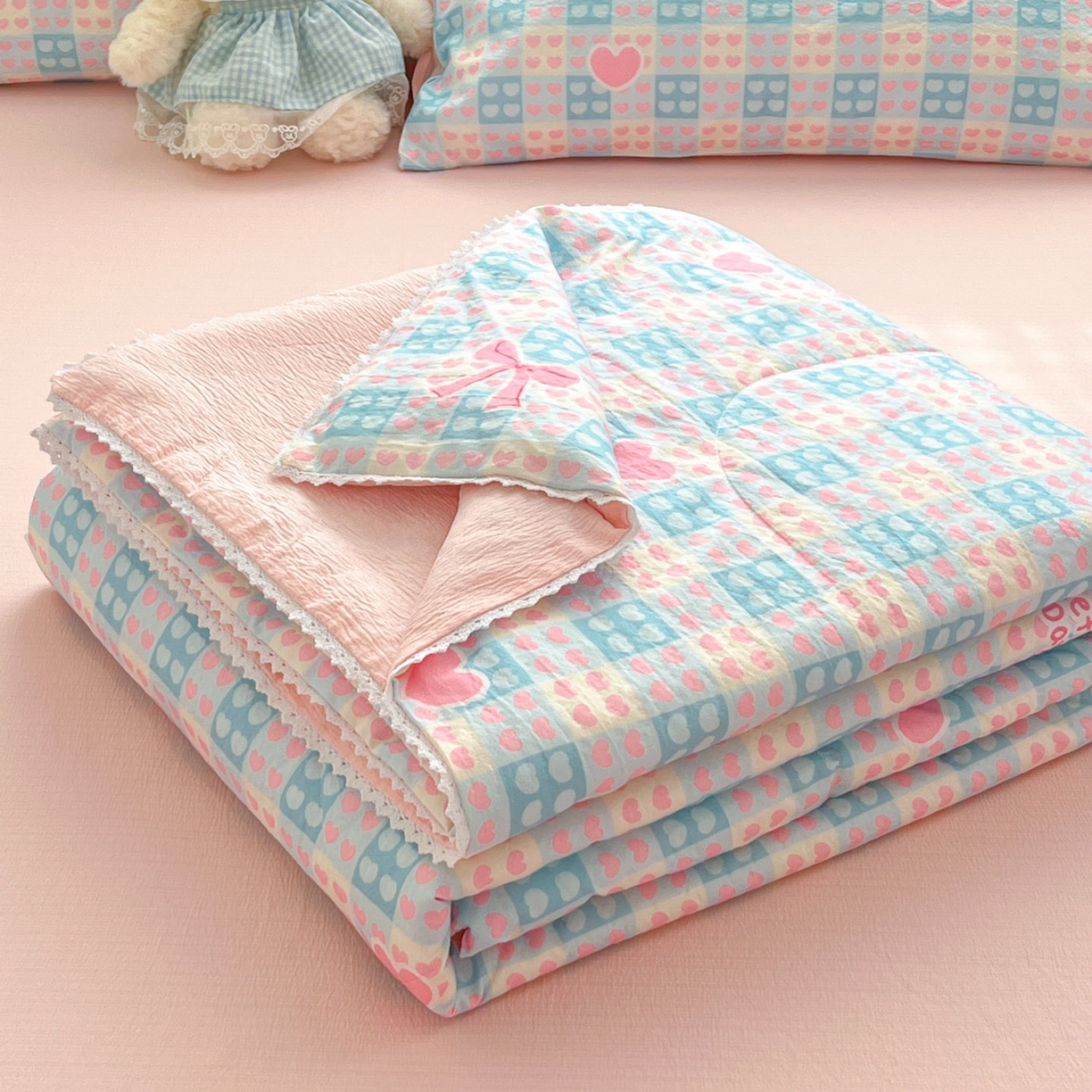 川悦生活 2026新款A类双层皱皱纱夏被空调被 夏被甜梦心愿