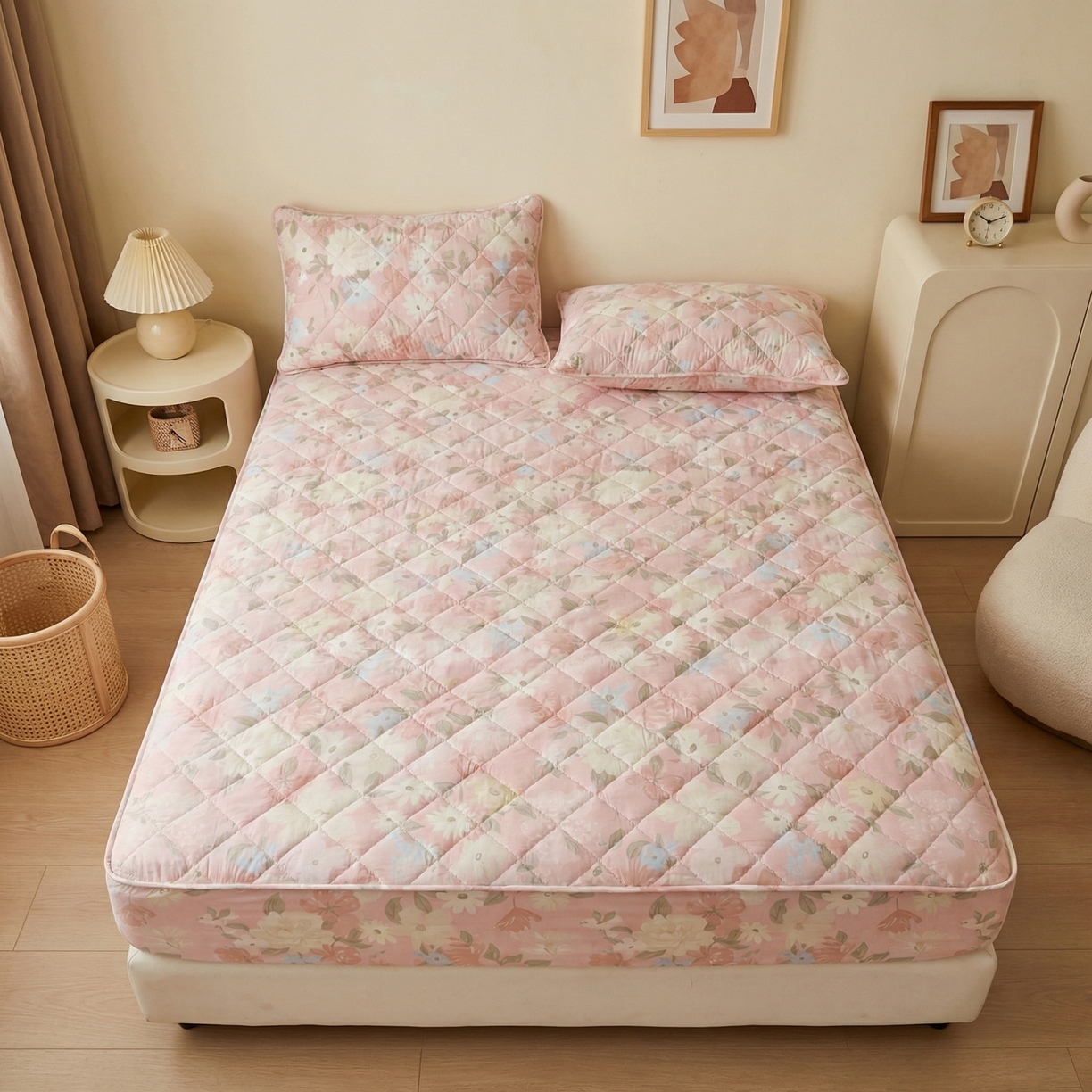 91家纺网 家纺一手货源 找家纺 （总）U品汇 2026A类全棉夹棉床笠床罩单件隔尿透气床垫加厚防尘可水洗保护套