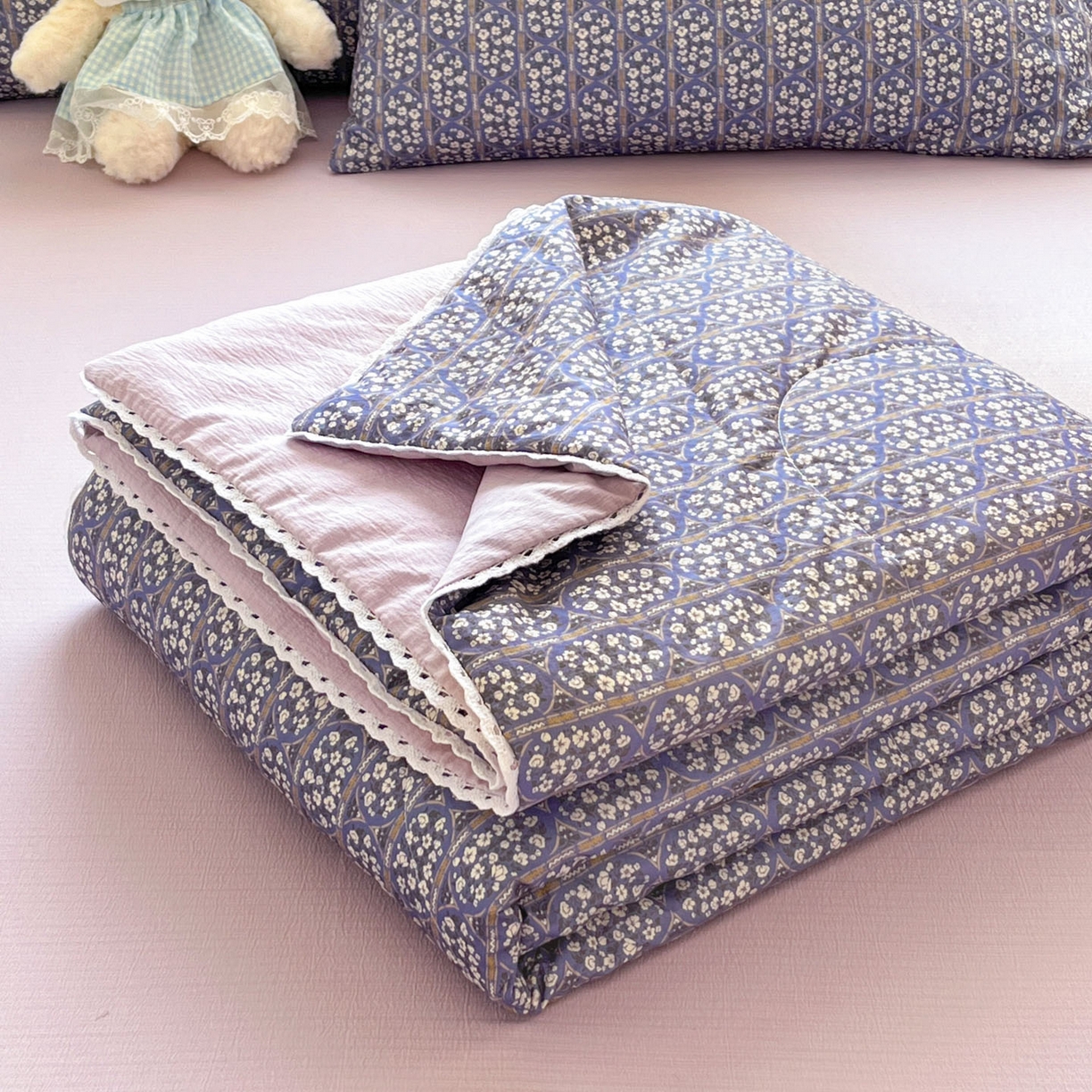 川悦生活 2026新款A类双层皱皱纱夏被空调被 夏被西斯花圃