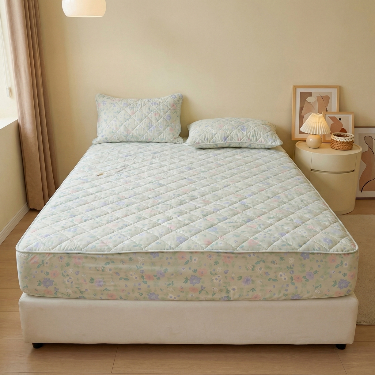 U品汇 2026A类全棉夹棉床笠床罩单件隔尿透气床垫加厚防尘可水洗保护套 绿野仙踪