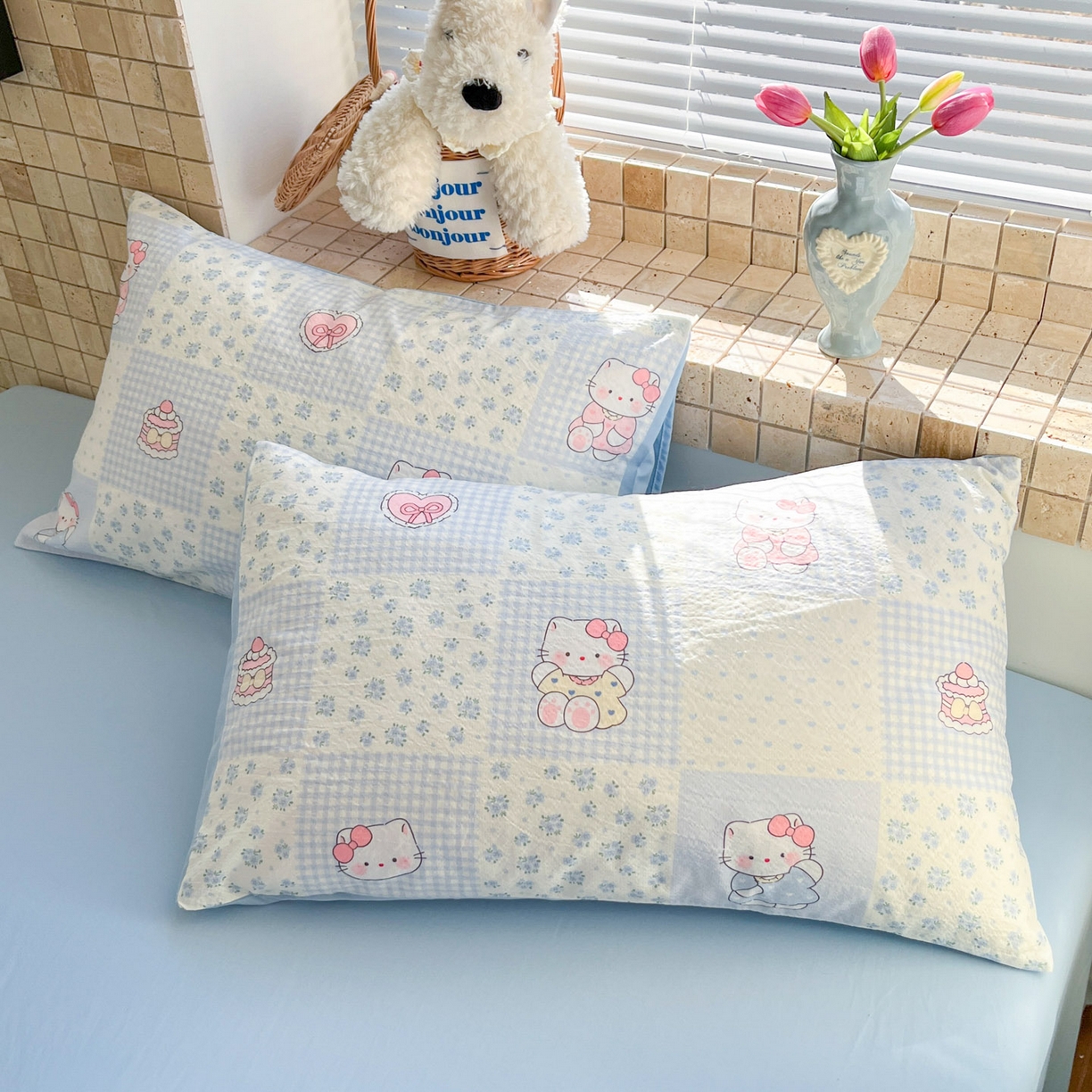 91家纺网 家纺一手货源 找家纺 川悦生活 2026新款A类双层皱皱纱夏被空调被 夏被小猫庄园