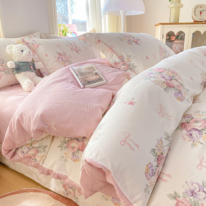 91家纺网 家纺一手货源 找家纺 凌鼎 2026新款多规格掉边全棉印花四件套 清风花影